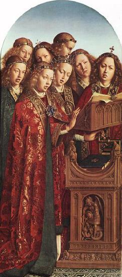 EYCK, Jan van The Ghent Altarpiece: Singing Angels Spain oil painting art